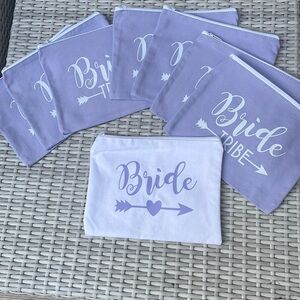 NWOT- 8 Piece Bride & Bride Tribe Cosmetic Bags